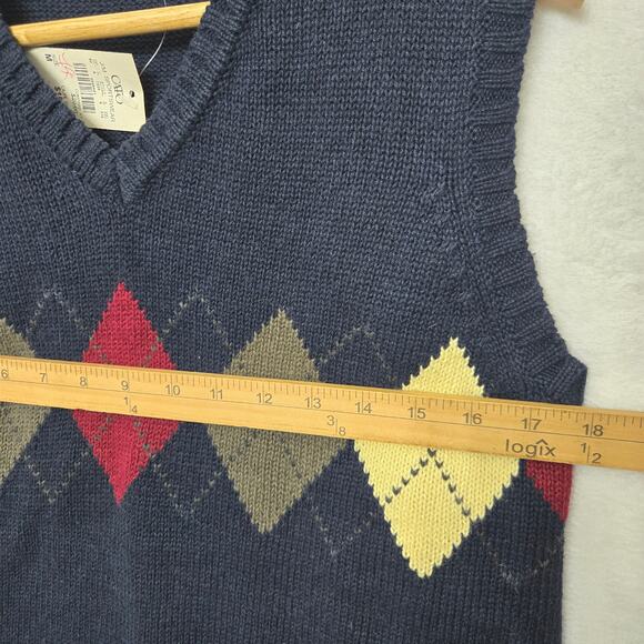 NWT Fiorelini Womens Vintage 90s Y2K Academia Preppy Knit Argyle Sweater Vest M - Picture 7 of 8